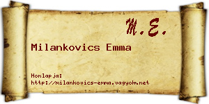 Milankovics Emma névjegykártya